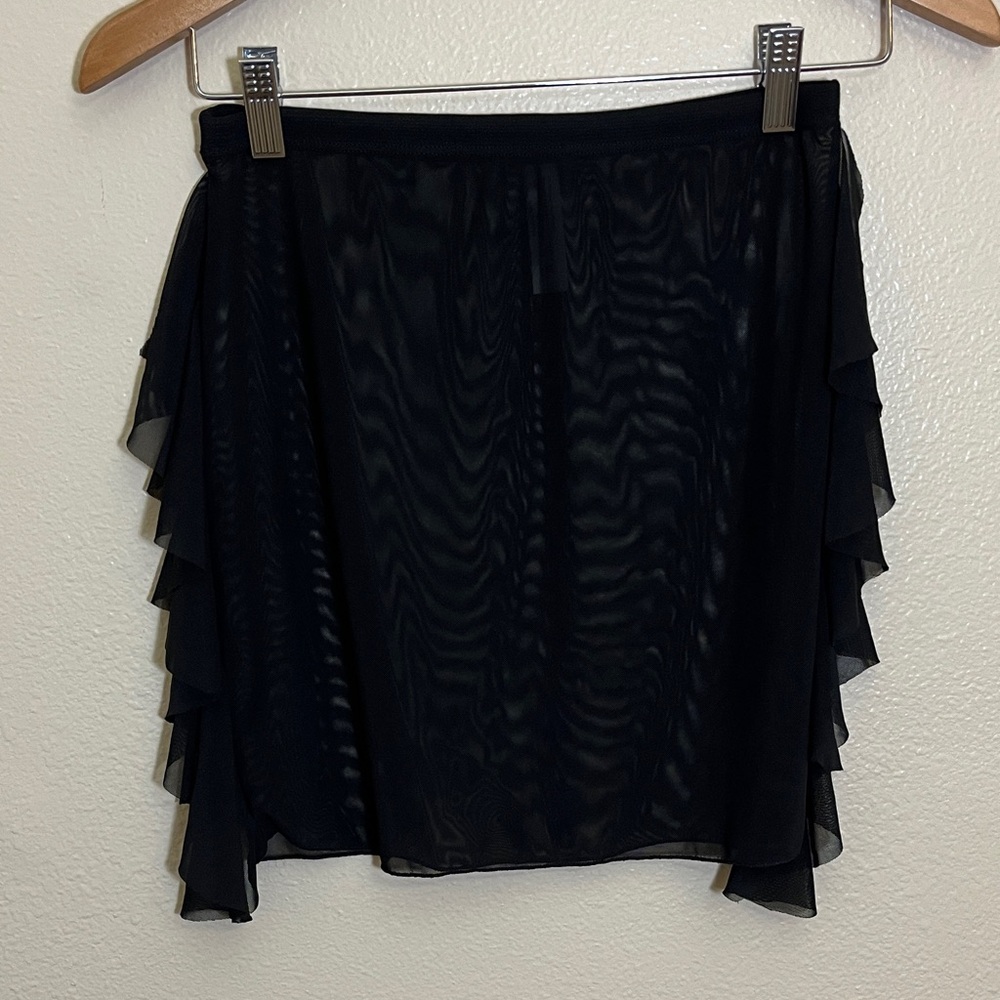 Sheer Black Ruffled Dance Mini Skirt